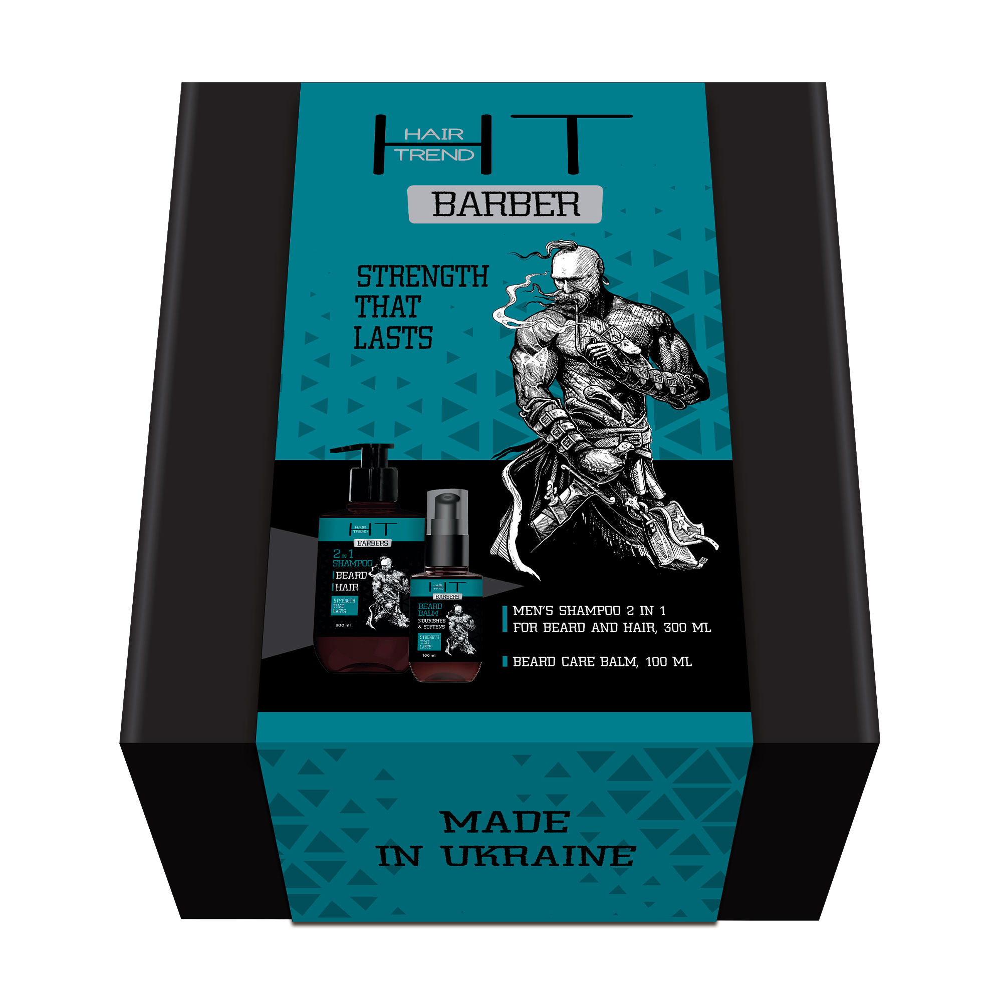 Набір по догляду за бородою Hair Trend Barber Strength That Lasts (шампунь, 300 мл + бальзам, 100 мл)